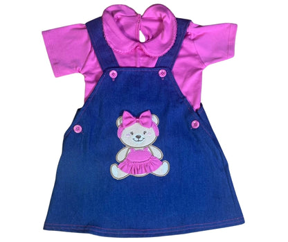 Conjunto jumper jean con osito bordado