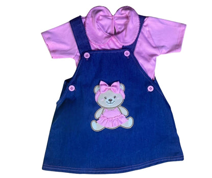 Conjunto jumper jean con osito bordado