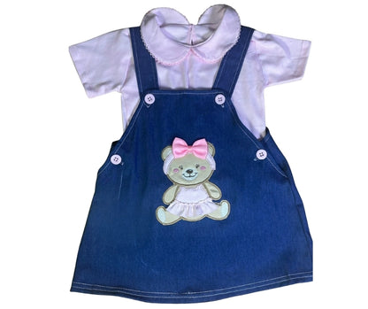 Conjunto jumper jean con osito bordado