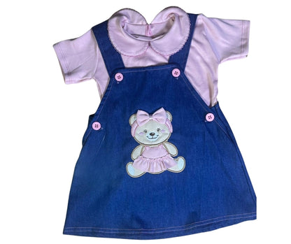 Conjunto jumper jean con osito bordado