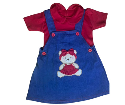 Conjunto jumper jean con osito bordado